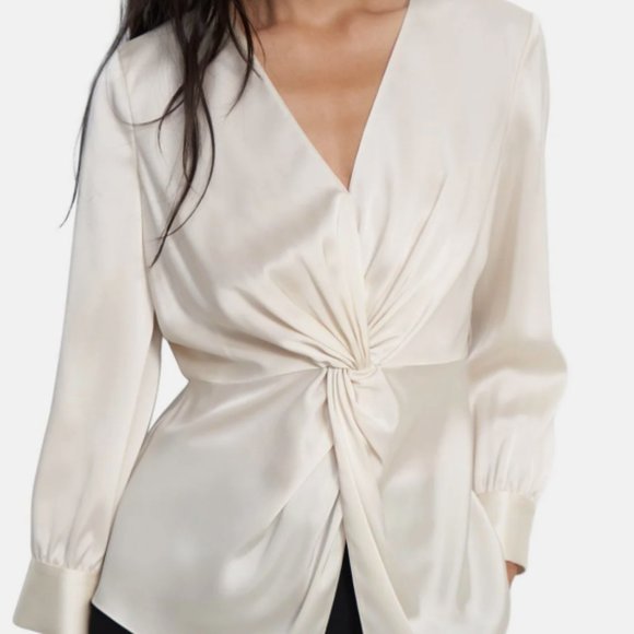 THEORY Twist Blouse in Satin NWT Size 8 - Picture 2 of 5